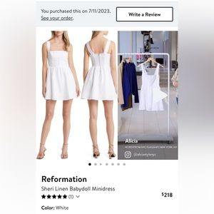 Reformation Sheri Linen Babydoll Minidress